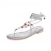 Women's Shoes Leather Low Heel Gladiator / Ankle Strap Sandals Office & Career / Dress / Casual Silver / Gold