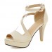 Women's Shoes Cone Heel Peep Toe / Platform Sandals Wedding / Dress Black / Blue / Pink / White / Beige