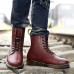 Shoes Leather Casual Boots Casual Low Heel Lace-up Black / Brown / Burgundy