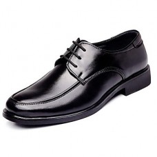 Men's Shoes Leather Casual Oxfords Casual Low Heel Lace-up Black