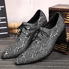 Men's Shoes Limited Edition Oriental Temperament Nightclub/Party Top Layer Leather Oxfords Silver