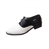 Men's Shoes Leather Wedding / Party & Evening Oxfords Wedding / Party & Evening Flat Heel Lace-up Black / White