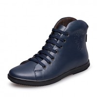 Shoes Leather Outdoor / OfficeCareer / Casual Boots Outdoor / OfficeCareer / Casual Flat Heel Lace-up Black / Blue