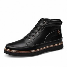 Shoes Leather Casual Boots Casual Flat Heel Lace-up Black / Brown