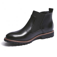 Shoes Leather OfficeCareer / Casual Boots OfficeCareer / Casual Low Heel Split Joint Black / Brown / Burgundy