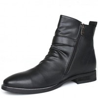 Shoes Casual Leather Boots Elevator Shoes Black