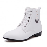 Shoes Leather / Leatherette Outdoor / Casual / Athletic Boots Outdoor / Casual / Athletic Flat Heel Rivet Black / White