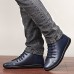 Shoes Leather Outdoor / OfficeCareer / Casual Boots Outdoor / OfficeCareer / Casual Flat Heel Lace-up Black / Blue