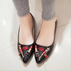 Women's Shoes Patent Leather Flat Heel Pointed Toe Flats Casual Black/White