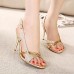 Women's Spring / Summer / Fall / Winter Heels / Pointed Toe / Open Toe Leather Dress / Party & Evening Stiletto Heel Buckle Gold