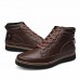 Shoes Leather Casual Boots Casual Flat Heel Lace-up Black / Brown