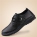 Men's Shoes Leather Casual Oxfords Casual Flat Heel Lace-up Black / Brown