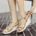 Women's Shoes Leatherette Wedge Heel Wedges Sandals Wedding / Party & Evening / Dress / Casual White / Silver